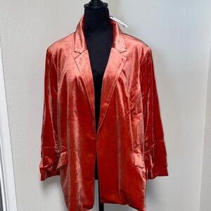 #SB238- NWT Skies Are Blue Velvet Velour Stretch Rust Blazer-2X